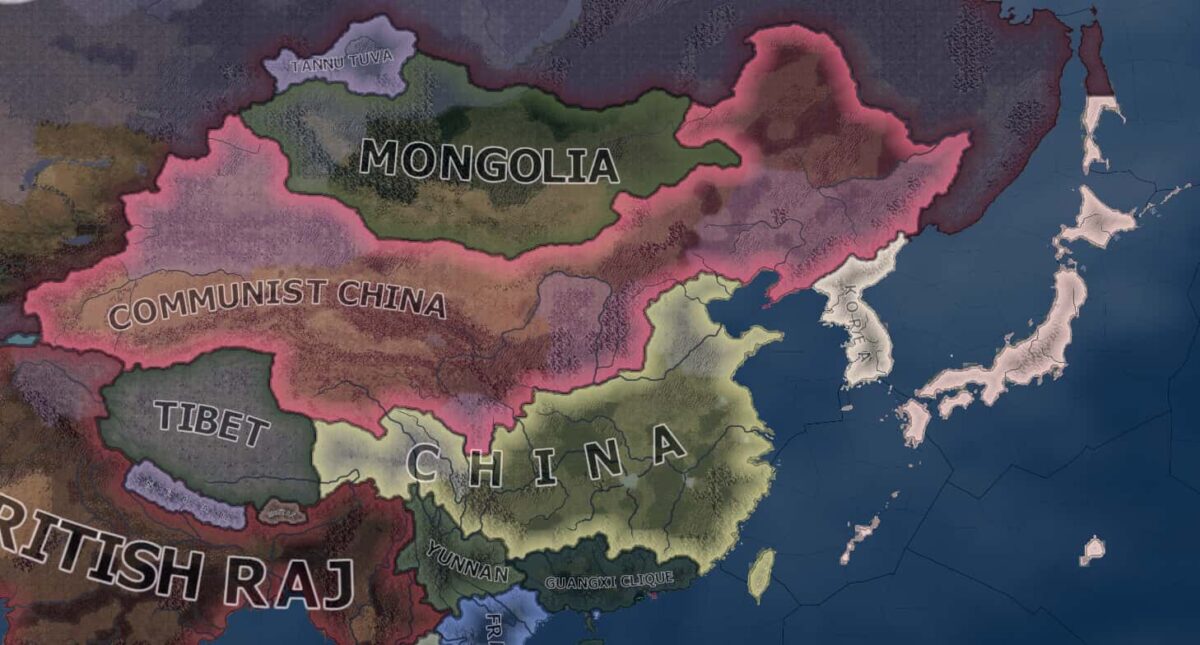 Map of defeating Japan as communist China in hoi4