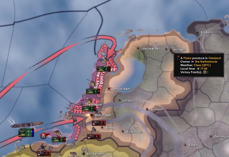 Map of war being declared on the Netherlands in hoi4