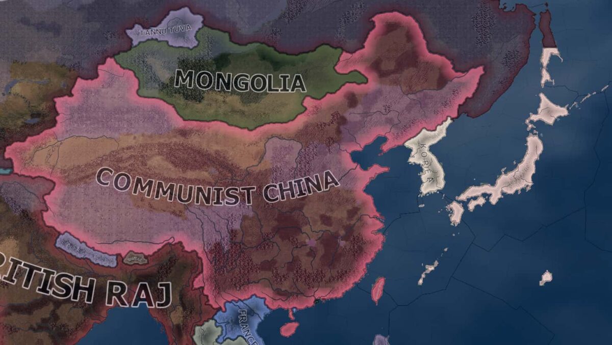 Map of communist China in hoi4